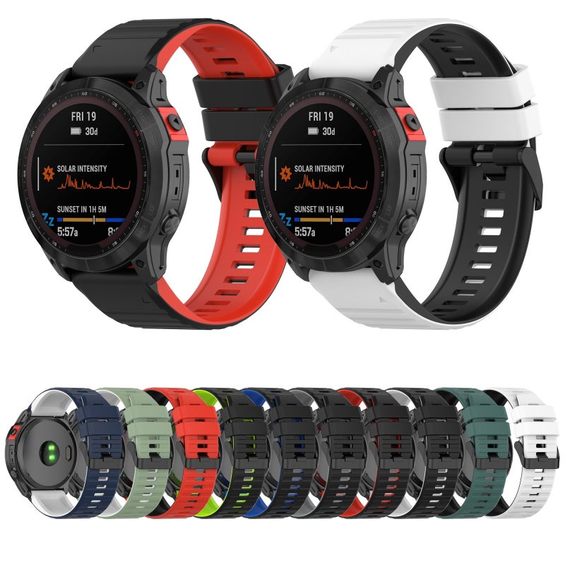 S-TOP For Garmin Instinct 2 Solar Sports Mixing Color Silicone Watch Band(White+Black) - Image 2