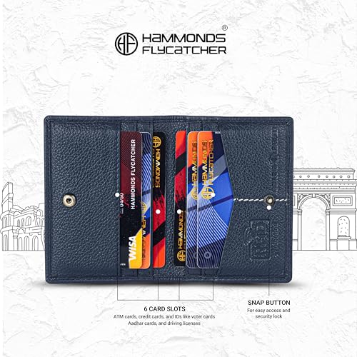 HAMMONDS FLYCATCHER Genuine Leather Card Holder Wallet for Man & Women, RFID Protected ATM/Credit Card Holder Wallet for Men with 6 Slots, Gift for Men, Father, Husband, Boyfriend - Blue - Image 4