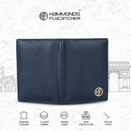 HAMMONDS FLYCATCHER Genuine Leather Card Holder Wallet for Man & Women, RFID Protected ATM/Credit Card Holder Wallet for Men with 6 Slots, Gift for Men, Father, Husband, Boyfriend - Blue - Image 3