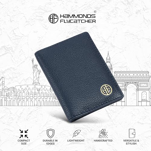 HAMMONDS FLYCATCHER Genuine Leather Card Holder Wallet for Man & Women, RFID Protected ATM/Credit Card Holder Wallet for Men with 6 Slots, Gift for Men, Father, Husband, Boyfriend - Blue - Image 2