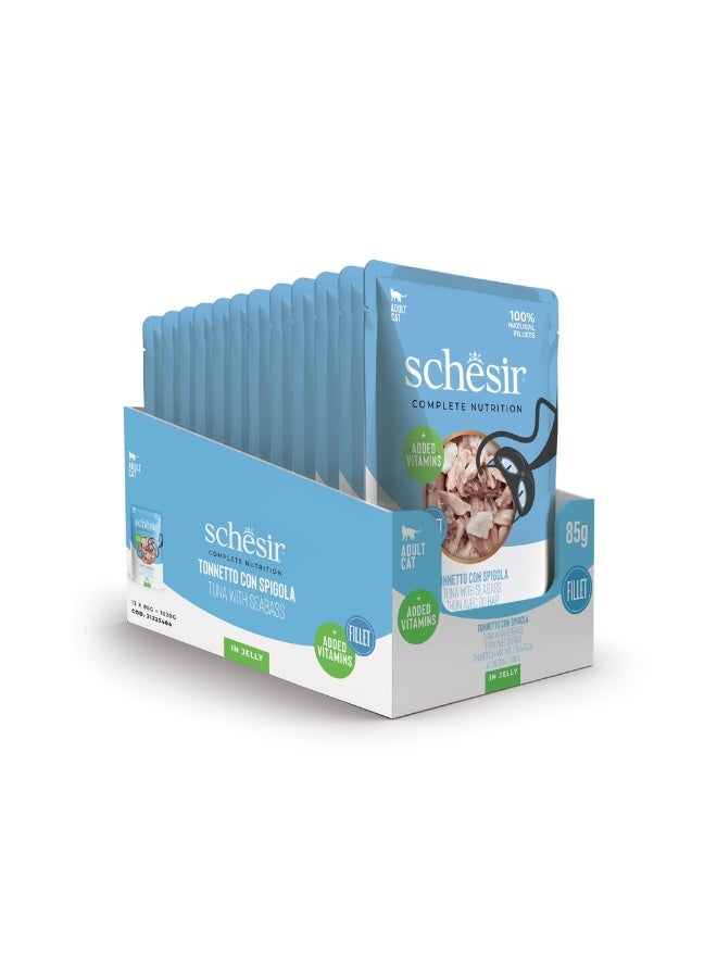 شيسر سلسلة شيسير للتغذية المتكاملة والمتوازنة طعام رطب للقطط في كيس جلي- تونة مع سمك القاروص 6x85غ [6 أكياس] - Image 5