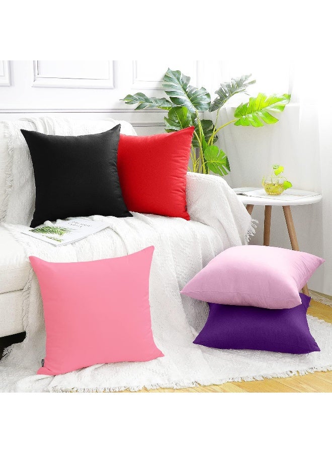 Coddsmz 6 Pack Decorative 100% Cotton Pillow Covers Square Cushion Cover Solid DIY Throw Pillowcase for Home Bed Sofa Halloween Christmas, Pink, 6 Pack-16" x 16"/40x40cm - Image 3