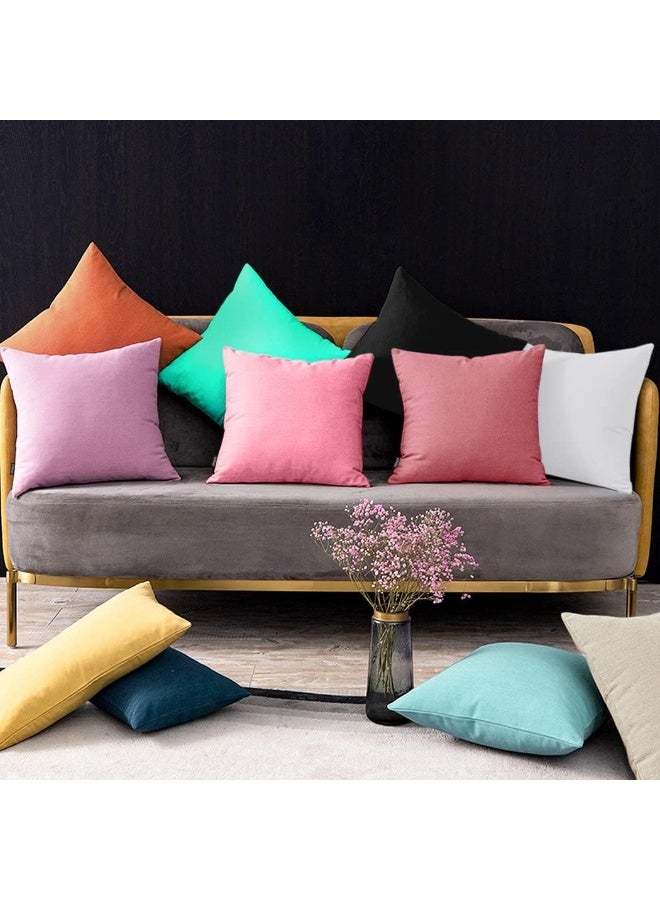 Coddsmz 6 Pack Decorative 100% Cotton Pillow Covers Square Cushion Cover Solid DIY Throw Pillowcase for Home Bed Sofa Halloween Christmas, Pink, 6 Pack-16" x 16"/40x40cm - Image 2