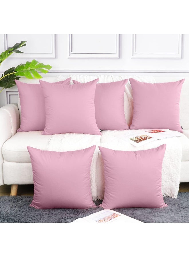 Coddsmz 6 Pack Decorative 100% Cotton Pillow Covers Square Cushion Cover Solid DIY Throw Pillowcase for Home Bed Sofa Halloween Christmas, Pink, 6 Pack-16" x 16"/40x40cm - Image 1