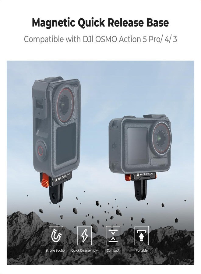 كيه آند إف كونسبت K&F CONCEPT - عبوة من قطعتين من محول التثبيت المغناطيسي سريع الفك لكاميرا DJI Osmo Action 5 Pro، قاعدة تمديد مع محول 1/4 بوصة/مشبك سريع الفك لكاميرات DJI Osmo Action 4/Action 3/Osmo 360 - Image 4