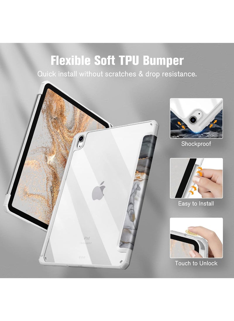 Rock Pow - Case for iPad 10th 10.9 inch 2022 Clear Transparent Back Shell with Pencil Holder, Auto Sleep/Wake Case Cover for iPad 10th 10.9inch 2022 - Image 1