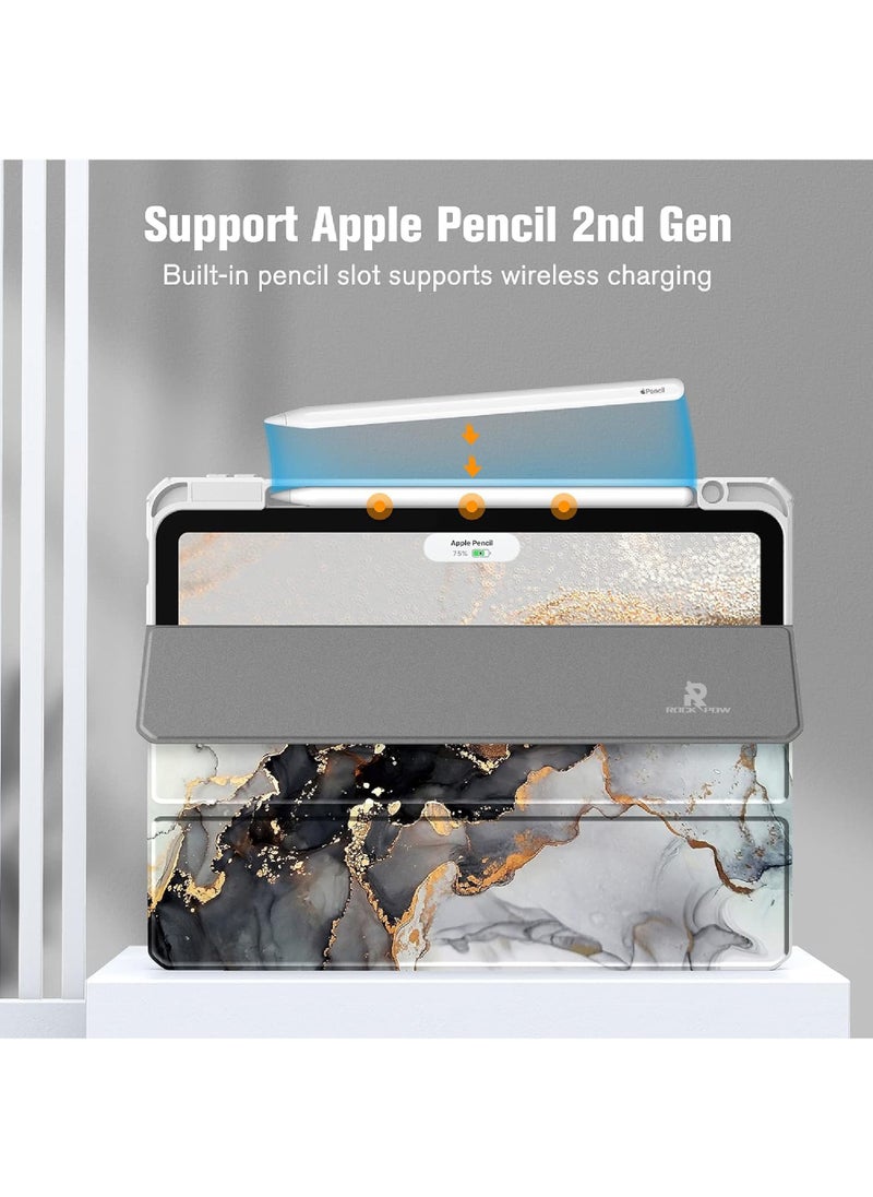 Rock Pow - Case for iPad 10th 10.9 inch 2022 Clear Transparent Back Shell with Pencil Holder, Auto Sleep/Wake Case Cover for iPad 10th 10.9inch 2022 - Image 1