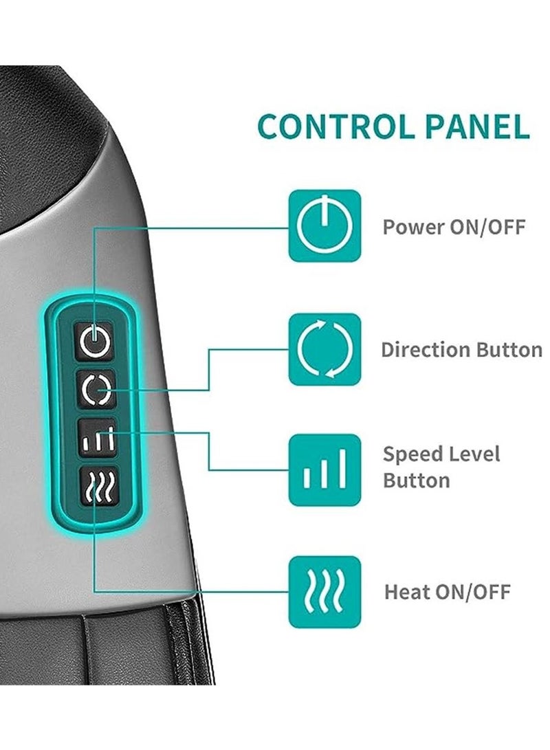 إسكدنيا مدلك للرقبة والظهر والكتف مع الحرارة ، وتدليك كهربائي شياتسو بأنسجة عميقة ثلاثية الأبعاد وضغط العجن لآلام العضلات لكرسي المكتب واستخدام المنزل (أسود) - Image 2