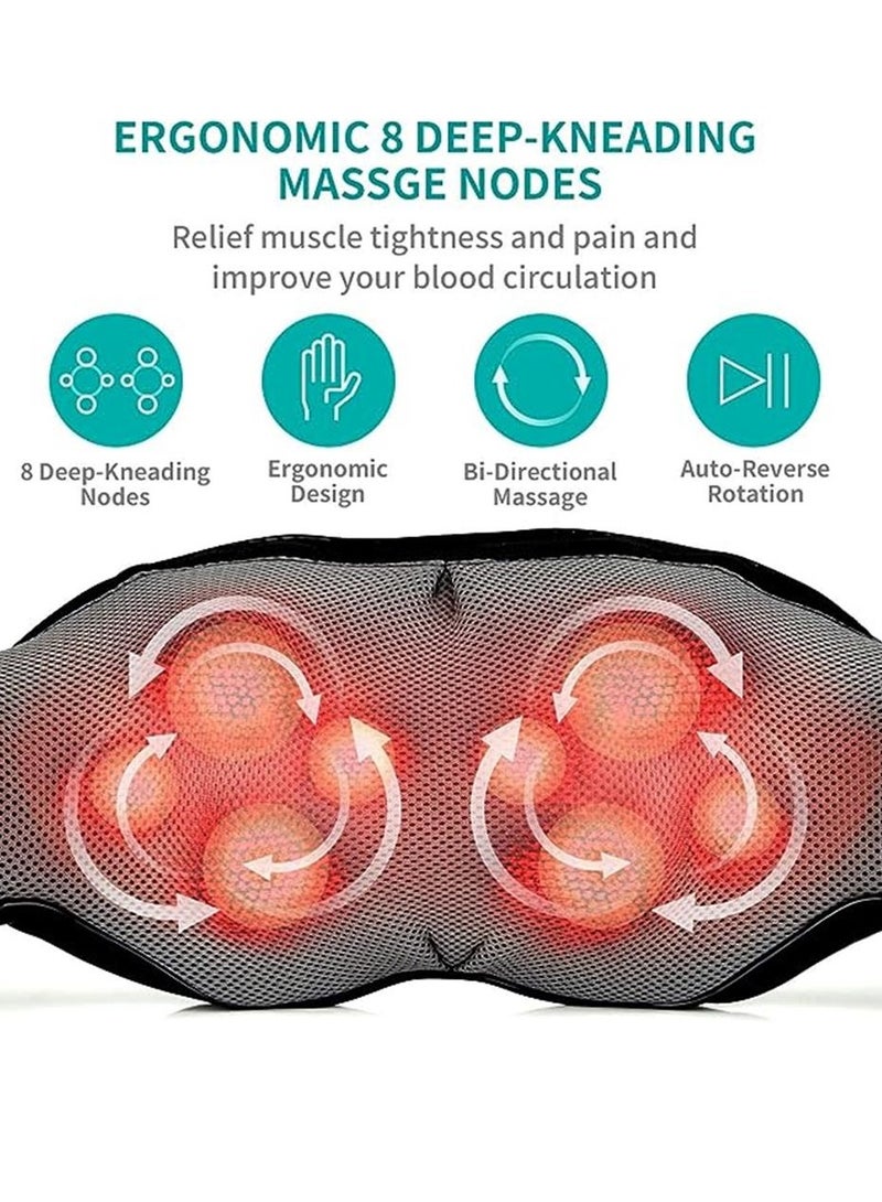 إسكدنيا مدلك للرقبة والظهر والكتف مع الحرارة ، وتدليك كهربائي شياتسو بأنسجة عميقة ثلاثية الأبعاد وضغط العجن لآلام العضلات لكرسي المكتب واستخدام المنزل (أسود) - Image 3