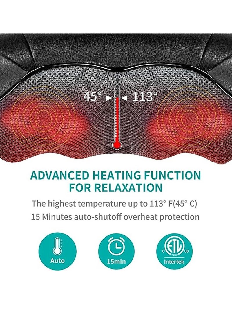 إسكدنيا مدلك للرقبة والظهر والكتف مع الحرارة ، وتدليك كهربائي شياتسو بأنسجة عميقة ثلاثية الأبعاد وضغط العجن لآلام العضلات لكرسي المكتب واستخدام المنزل (أسود) - Image 4