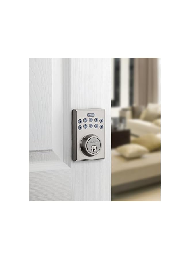 Kwikset 92640-001 Contemporary Electronic Keypad Single Cylinder Deadbolt With 1-Touch Motorized Locking, Satin Nickel - Image 2