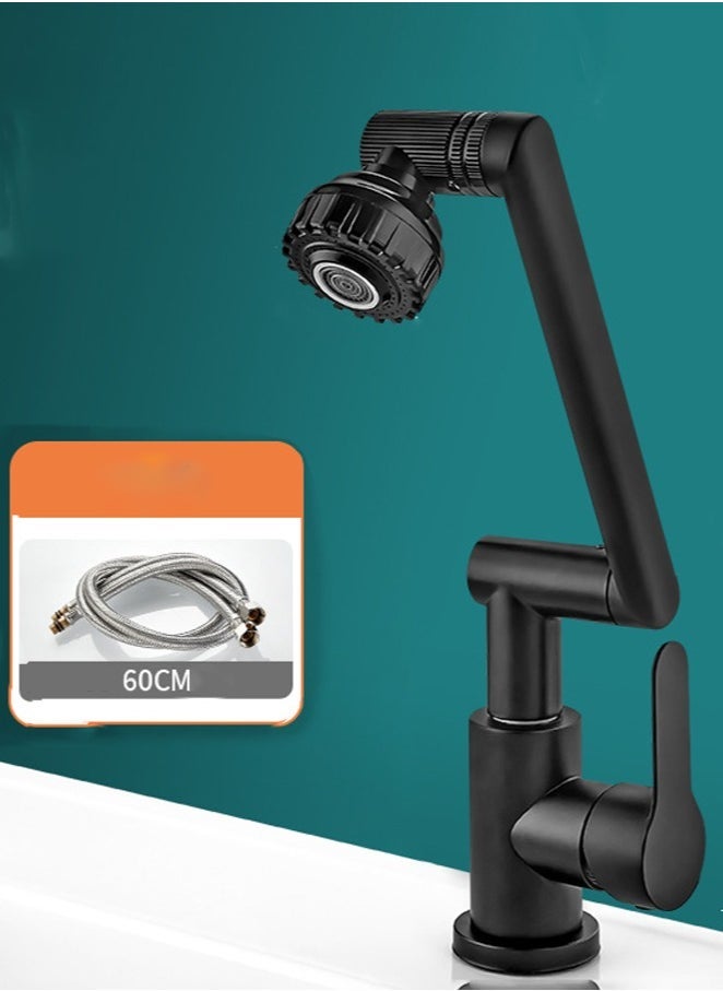 1080° Swivel Bathroom Sink Faucet Mixer Countertop Mount Splashproof Shower Faucet Black