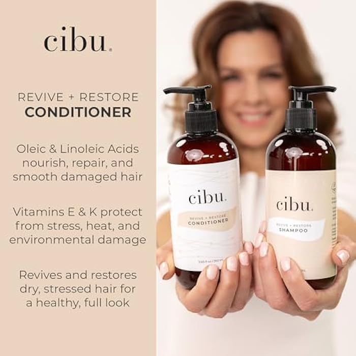 Cibu Revive and Restore Conditioner | Repair Conditioner with Oleic Acid, Linoleic Acid, Vitamin E & K | Eliminates Frizz, Seals Split Ends, Strengthens, Fortifies and Smoothens Hair Strands | 11.83oz - Image 4