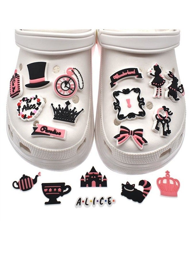 Muyixin 25Pcs Pink Shoes Charms for Croc Clog, Pink Shoes Decoration for Girls Women Birthday Gifts  - Image 1