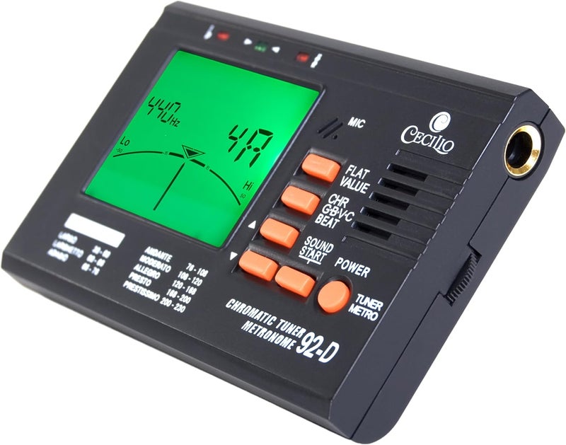 Cecilio Digital Metronome Tuner 2 in 1, Chromatic Tuner with Metronome for Guitar, Bass, Violin, Ukulele, High Visibility LCD, Precision Calibration - Image 1