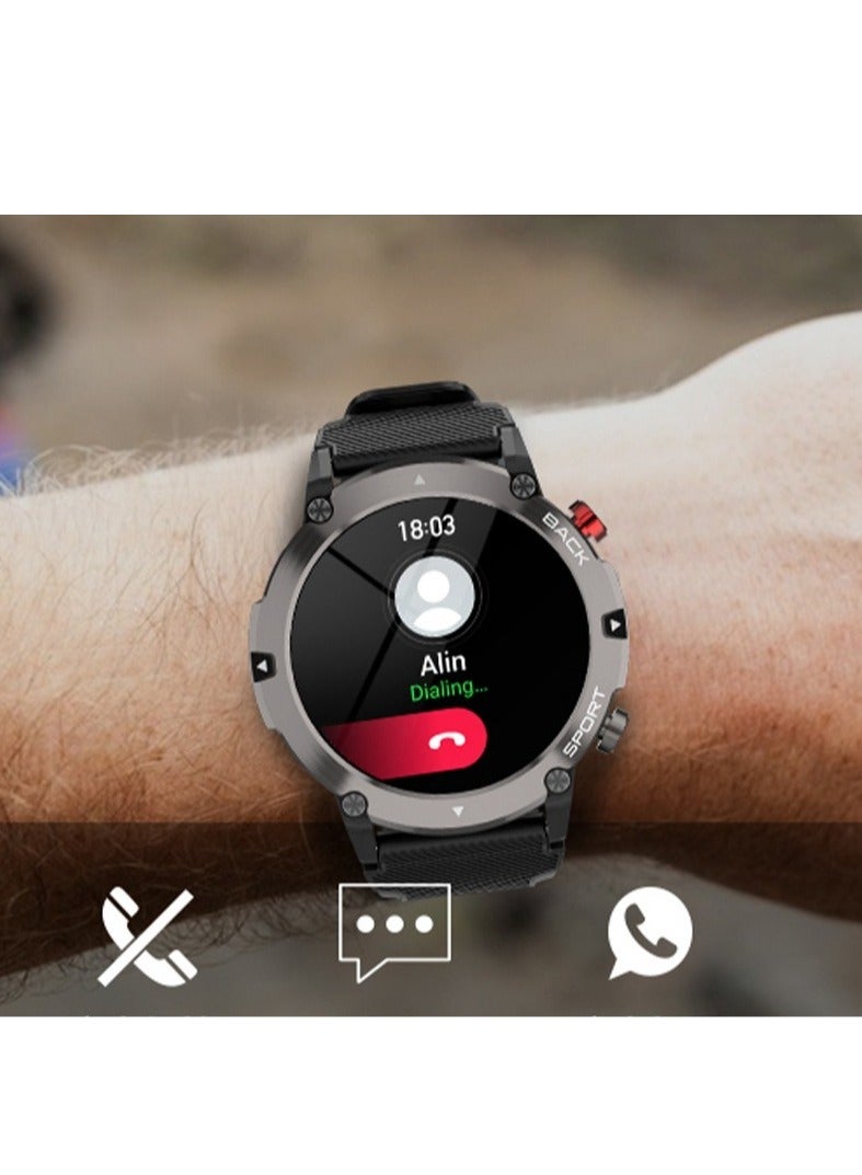 AROAQ Smart Watch Code21 With Bluetooth Calling, Fitness Tracker With Heart Rate Monitor, Multifunctional Waterproof Sleep Smart Watch For Men, Silver shell (black silicone) - Image 3