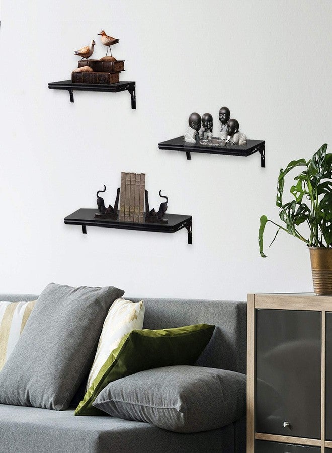 evron Floating Shelves Wall Mounted Set, Water Proof Wall Shelves for Living Room, Dining Room, Bedroom, Kitchen, Office and Greenhouse (Black Set of 3) - Image 4