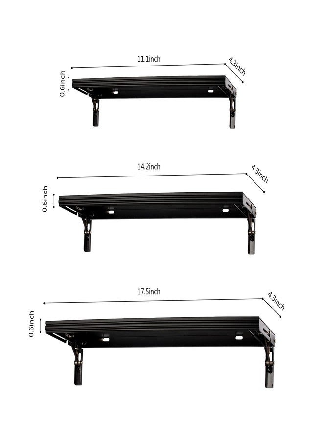 evron Floating Shelves Wall Mounted Set, Water Proof Wall Shelves for Living Room, Dining Room, Bedroom, Kitchen, Office and Greenhouse (Black Set of 3) - Image 2
