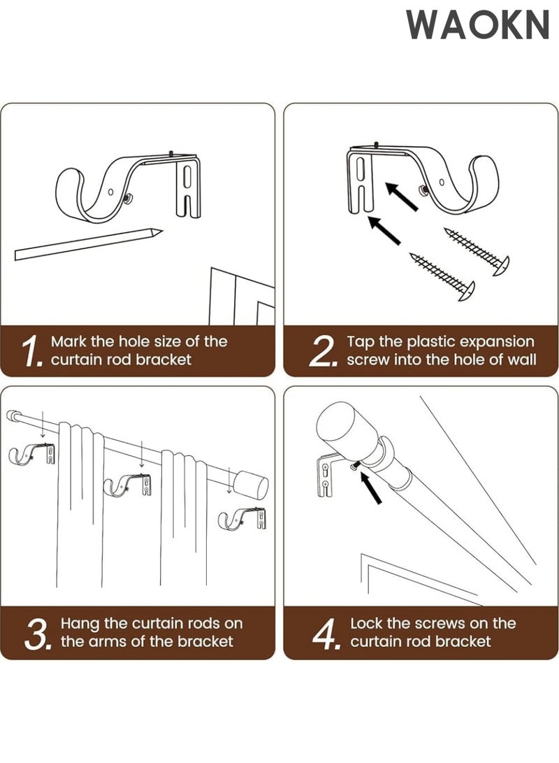 WAOKN Curtain Rod Curtain Poles Set for Eyelet Curtains Splicing Heavy Duty Drapery Rods with Adjustable Brackets,Curtain Rod,Shower Curtain Rod,Curtain Rod with Bracket,Curtain Rod with End Cap Design, Extendable Curtain Rod for Windows Outdoor,Modern Adjustable Heavy Duty Curtain Rod.Suitable for Bedroom,Kitchen,Wardrobe(48-84inch) - Image 5