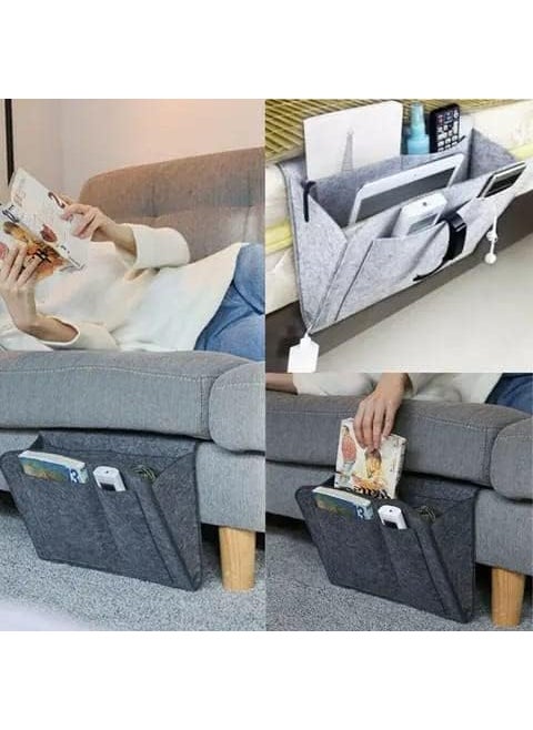 EARTHCONE EARTHCONE Multipurpose Bedside Hanger Holder Caddy Remote Control Holder Sofa Organizer with 5 Pockets for Home Decoration 1Pcs  - Image 4