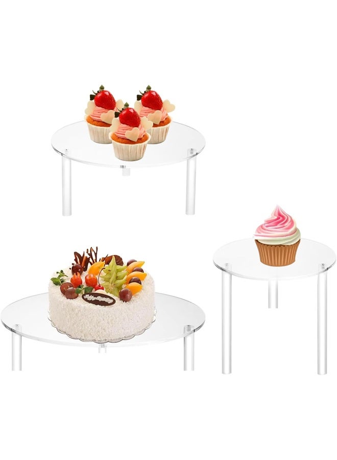 HESIN Hesin Acrylic Cake Display Risers Round Set Of 3 Stand Risers Dessert Bakery Stand Rack Server Dessert & Pizza Holder  - Image 2