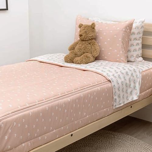 Beddy's Beddys Rainbow Theme Durable Zipper Bedding for Kids Bed in a Bag White Rainbow Sheets Peach Comforter Includes Pillowcase Sham Easy to Make Wash Toddler - Image 1