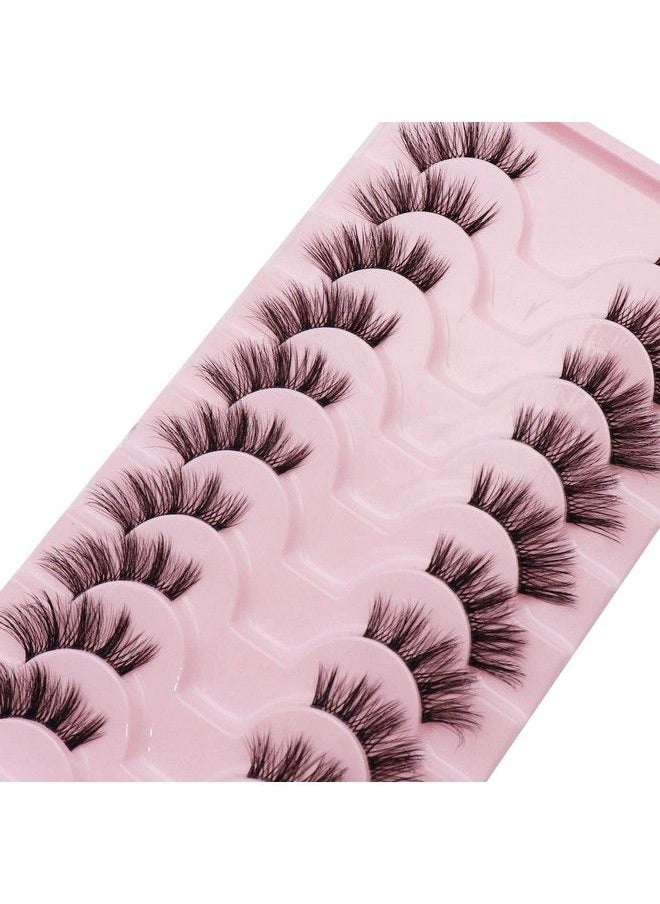 Ahrikiss Half Lashes Natural Lashes 10 Pairs Fluffy Volume False Eyelashes With Clear Band Soft 3D Wispy Lashes Tb03  - Image 5