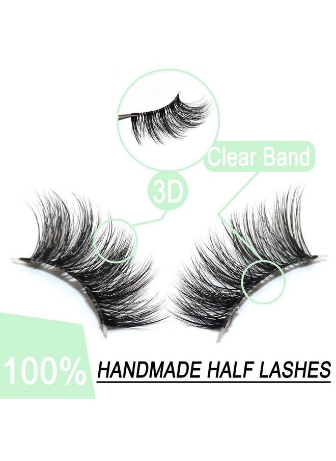 Ahrikiss Half Lashes Natural Lashes 10 Pairs Fluffy Volume False Eyelashes With Clear Band Soft 3D Wispy Lashes Tb03  - Image 3