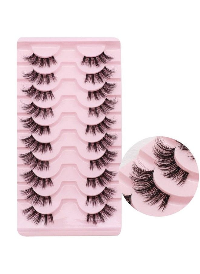 Ahrikiss Half Lashes Natural Lashes 10 Pairs Fluffy Volume False Eyelashes With Clear Band Soft 3D Wispy Lashes Tb03  - Image 2
