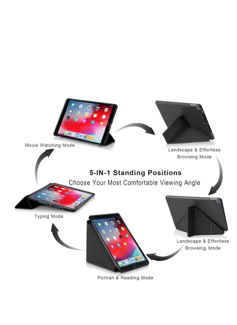 JAJEEK Origami iPad 10.2 Inch Case for iPad 9th Generation 2021, iPad 8th Generation 2020 & iPad 7th Generation 2019 – 5-in-1 Multiple Viewing Angles, Soft Back Cover with Auto Sleep/Wake Function, Black, Durable Protection for Everyday Use - Image 3