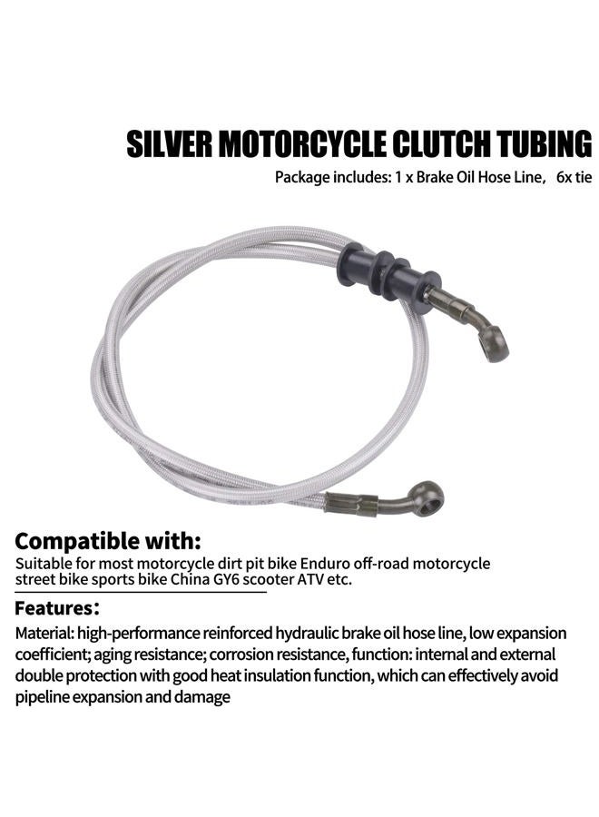 MWMNUN Silver Motorcycle Braided Steel Brake Clutch Oil Hoses Line Pipe Pipe for ATV Pit Dirt Bike Go Kart (Oil Hose Length 90cm) - Image 3