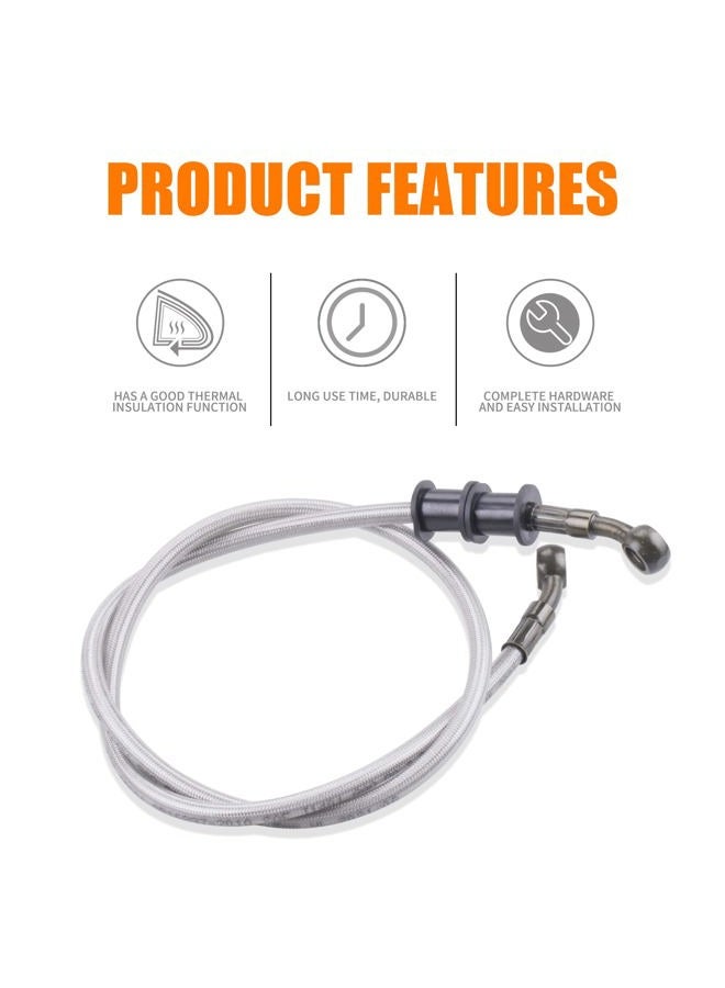 MWMNUN Silver Motorcycle Braided Steel Brake Clutch Oil Hoses Line Pipe Pipe for ATV Pit Dirt Bike Go Kart (Oil Hose Length 90cm) - Image 5