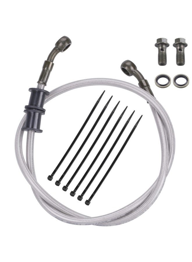 MWMNUN Silver Motorcycle Braided Steel Brake Clutch Oil Hoses Line Pipe Pipe for ATV Pit Dirt Bike Go Kart (Oil Hose Length 90cm) - Image 1