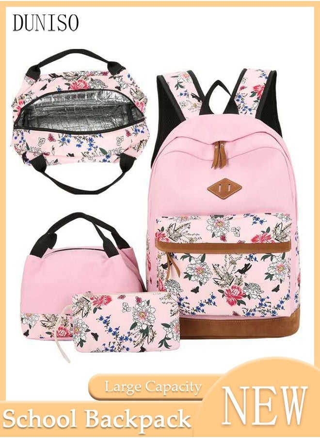 AL RAID - School Backpacks for Teen Girls 3 In 1 School Bookbags Set Lunch Bag Pencil Case Travel Lightweight Daypack Kids' School Bag - Image 1