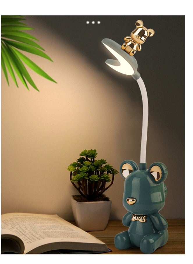 KUYING - Creative Violent Bear Folding Student Learning Reading Eye Care Cartoon Table Lamp Bedside Bedroom Decoration Small Night Lamp Charging - Image 1