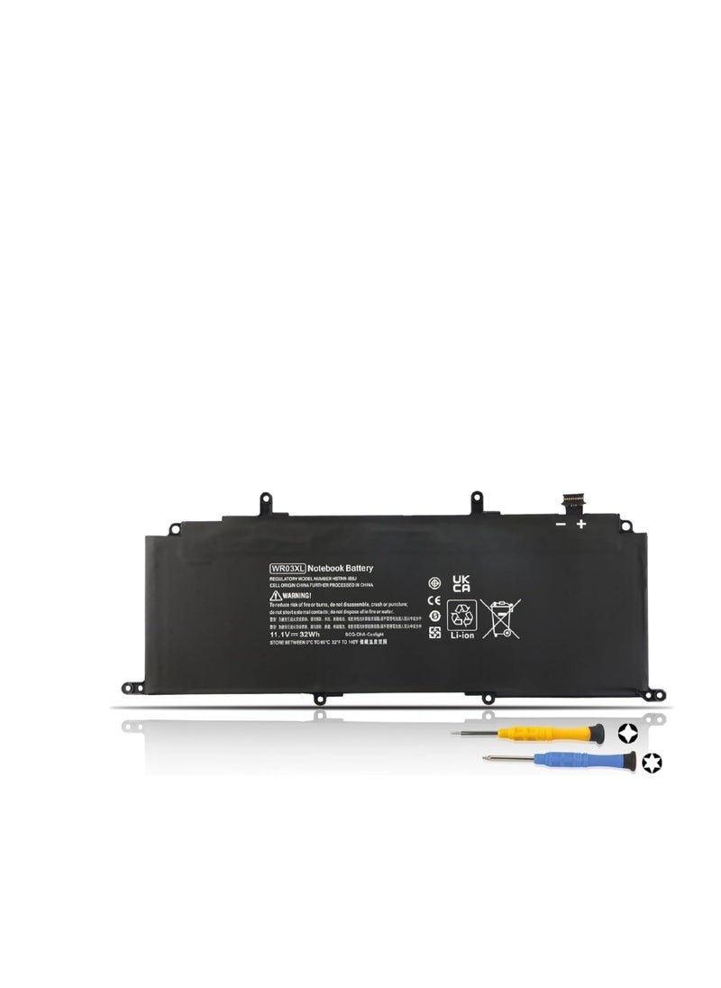 Terabyte - 32Wh WR03XL Laptop Battery Compatible for HP Split 13 x2 13-m 13-m000 13-m100 13-m200 Convertible Detachable Pavilion 13 x2 AMD 13-p 13-p000 Tablet Series 13-m100la 13-m210dx Base Batery - Image 1
