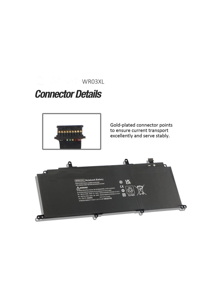 Terabyte - 32Wh WR03XL Laptop Battery Compatible for HP Split 13 x2 13-m 13-m000 13-m100 13-m200 Convertible Detachable Pavilion 13 x2 AMD 13-p 13-p000 Tablet Series 13-m100la 13-m210dx Base Batery - Image 1