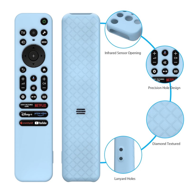 Cotbolt Silicone Cover Case Compatible with Sony Bravia Smart Tv 2023 2024 2025 Voice Remote RMF-TX910U (Luminious Blue) [Remote NOT Included] - Image 1
