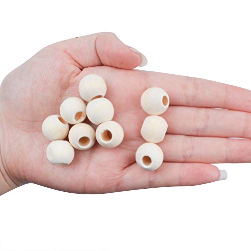 Jdesun 100 Pieces Wooden Beads, Natural Round Wood Loose Beads Wood Spacer 15mm Diameter x 6mm Hole - Image 4