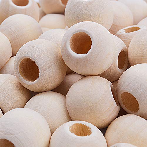 Jdesun 100 Pieces Wooden Beads, Natural Round Wood Loose Beads Wood Spacer 15mm Diameter x 6mm Hole - Image 2