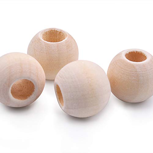 Jdesun 100 Pieces Wooden Beads, Natural Round Wood Loose Beads Wood Spacer 15mm Diameter x 6mm Hole - Image 5