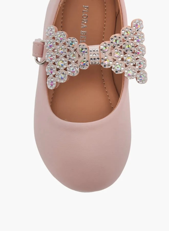 Flora Bella By Shoexpress Girls Embellished Bow Applique Ballerina Shoes