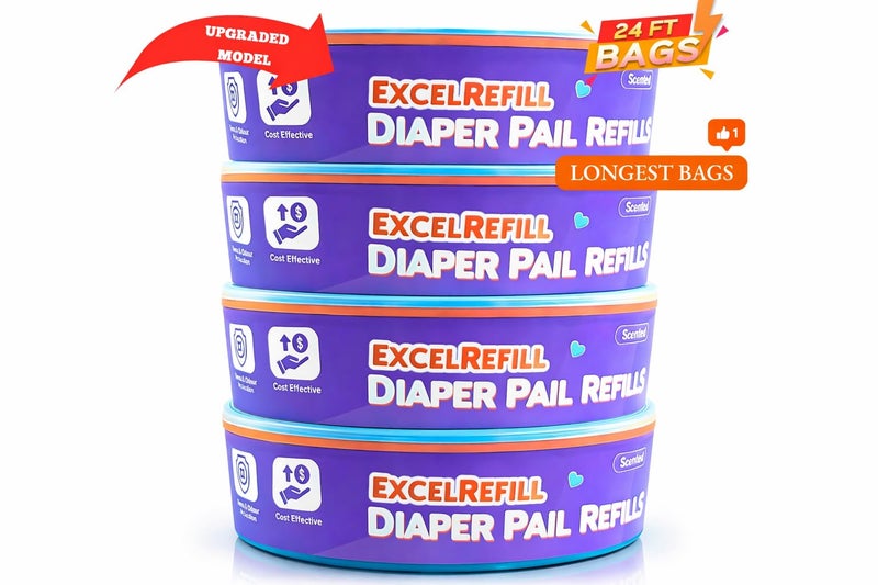 ExcelRefill Diaper Pail Refills Compatible with Diaper Genie and Munchkin Pails | 1280 Count (4-Pack,320 Count) - Image 3