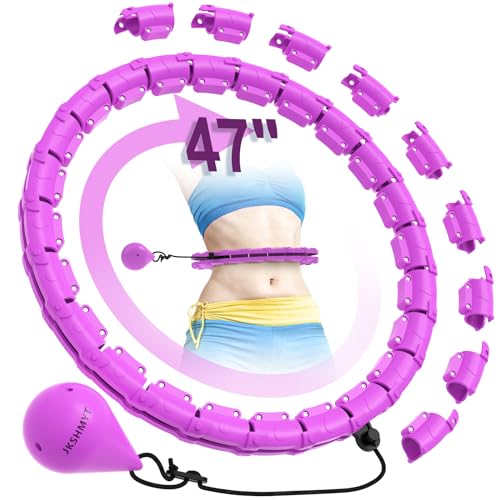 JKSHMYT Weighted Hula Circle Hoops for Adults Weight Loss, Infinity Fitness Hoop Plus Size 47 Inch, 24 Detachable Links, Exercise Hoop Suitable for Women and Beginners - Image 1