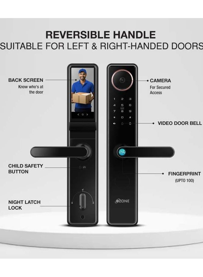 أوزون أقفال أوزون الذكية للأقفال الرقمية المنزلية Morphy NXT i، كلمة المرور، بطاقة RFID، مفتاح الطوارئ، تطبيق Ozolife للهاتف المحمول والوصول إلى بصمات الأصابع - Image 3