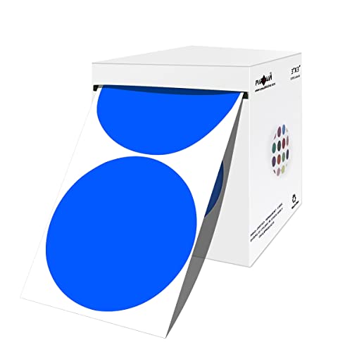 PARLAIM 3 Inch Color Code Circle Dot Stickers, 500pcs Round Color Coding Labels in Dispenser Box for Inventory Business, Blue - Image 1