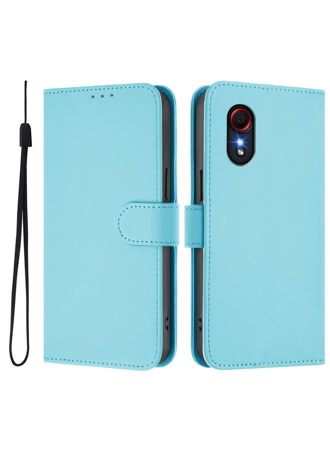 اس-توب جراب لهاتف Samsung Galaxy XCover 5 مصنوع من الجلد بلون سادة مع حبل تعليق - Image 2