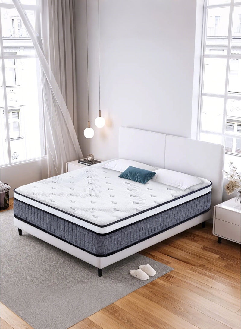 200x120x25cm Pocket Spring Mattress Extra Thickness of 25cm, Small Double, Breathable Fabric, Soft Memory Foam for Cool Sleep, Motion Isolation, Pressure Relief, Medium Firm - Image 2