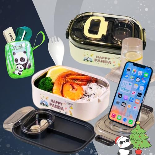 PLUSPOINT Panda Stainless Steel Cute Cartoon Lunch Box for Kids Microwave Safe Insulated Tiffin Box Tableware Set Portable Containers Tiffin Box for School Boys, Girls (Panda) 700 ML - Image 5