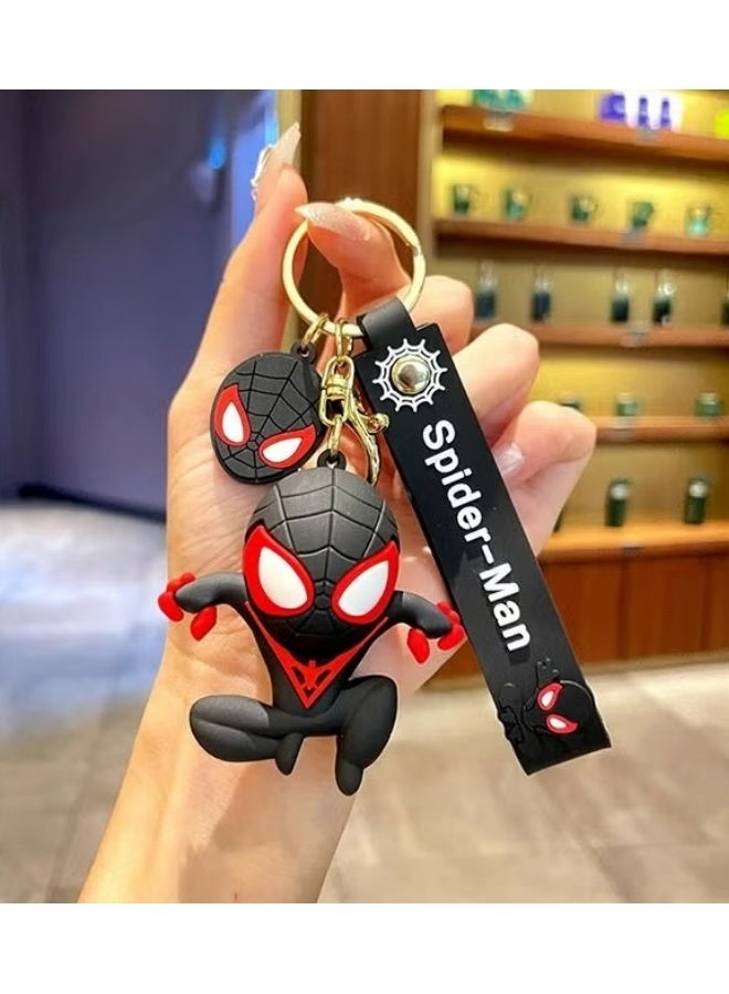 SPIDERMAN Cartoon Marvel Spiderman Keychain -Keychain Gift for Boys, Cartoon Keychains Accessories Keyring Key Purse Backpack Car Charms - Good Evil Spider-Man - Black - Image 3